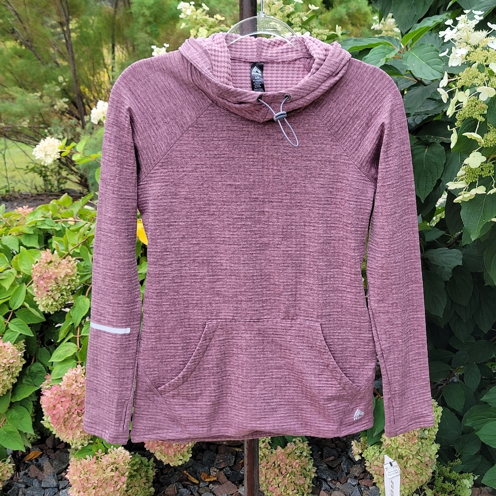 RBX MAUVE size small hooded toggle neck cinch long sleeve